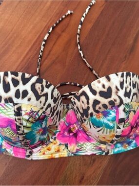 Victoria’s Secret Leopard & Floral Strapless Bustier Top - Multicolor 34D